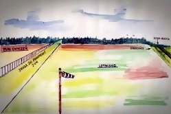 Iwieniec - lotnisko przy koszarach. Rys. Ksawery Suchocki.