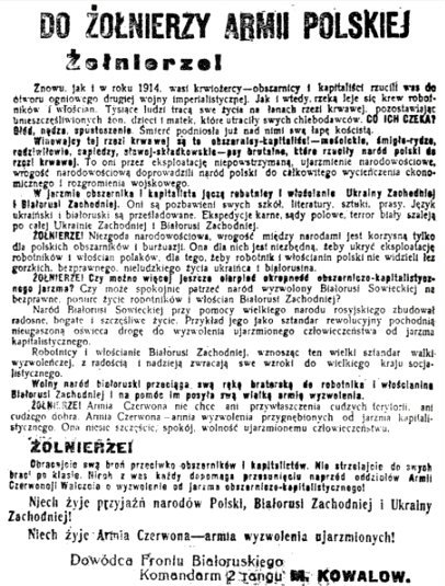 Sowiecka odezwa do żołnierzy polskich