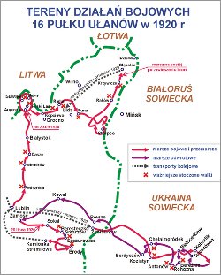 Tereny działań bojowych 16 pułku ułanów w 1920r.